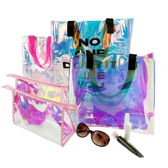 bolsa de compra de 2014 mulheres holográficas por atacado do totalizador da praia do pvc do laser do holograma da forma das mulheres