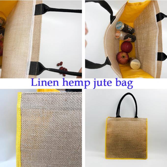 Saco de linho orgânico Ecofriendly por atacado do punho da praia de serapilheira das compras na mercearia da juta do cânhamo da cubeta feita sob encomenda da forma da promoção