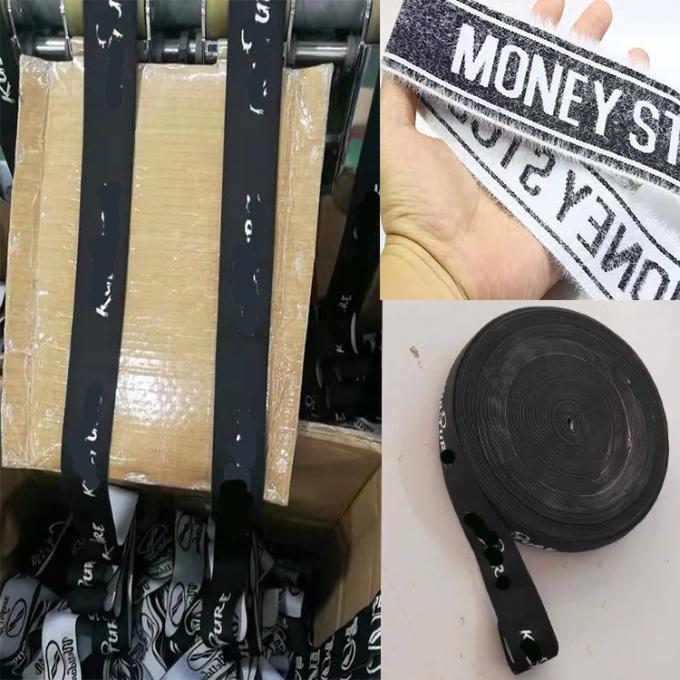 Baixo MOQ personalizou o logotipo branco do jacquard para o elástico elástico preto do envoltório da cabeça do cabelo